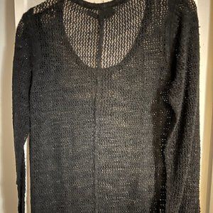 Black Mesh Scoop Neck Rag & Bone Long Sleeve Sweater Size Large Never Worn